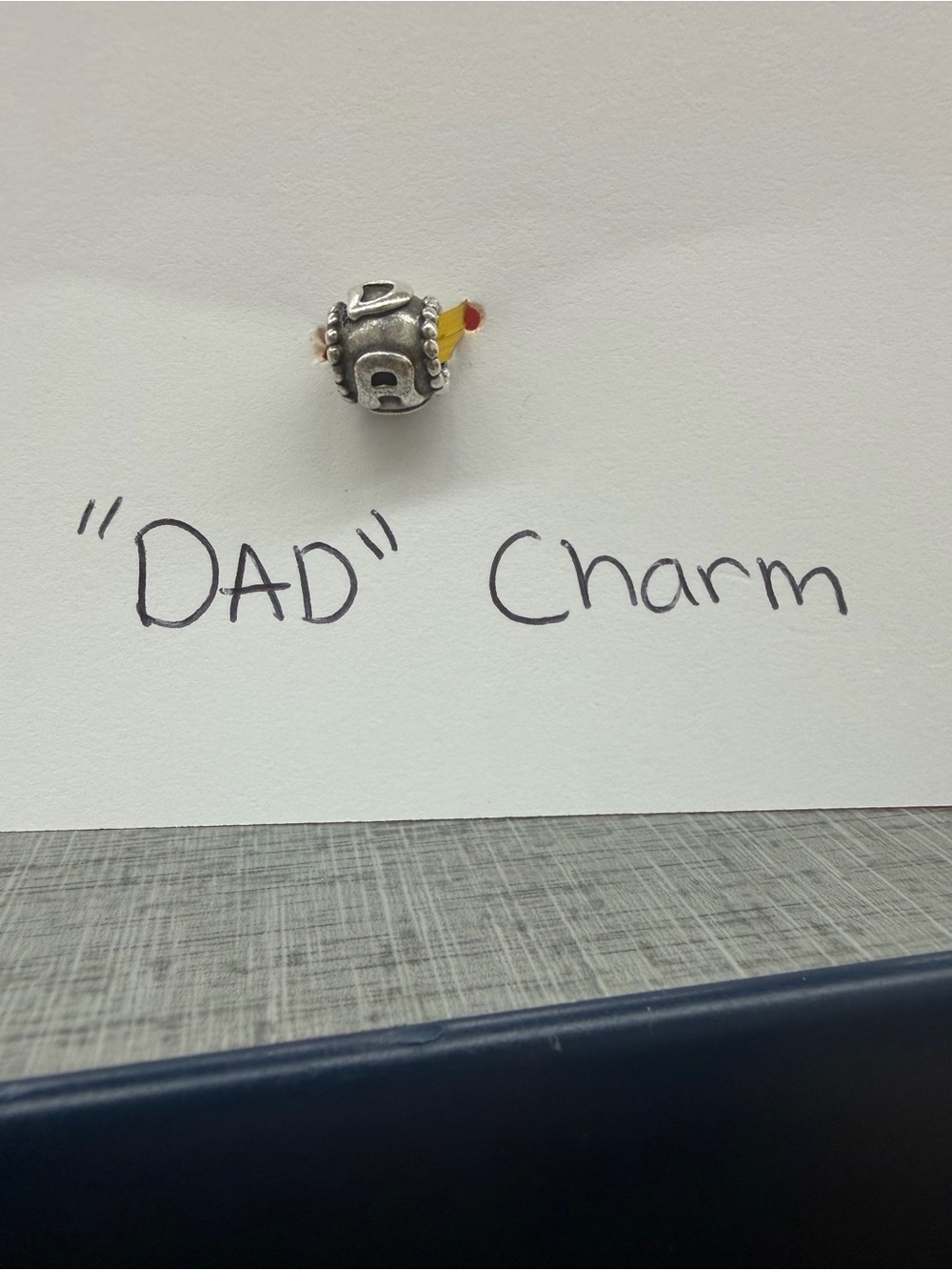 Pandora Retired Dad 14K Gold Blue CZ Family Charm 790586CZB Sterling Silver